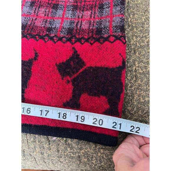 Vintage wool plaid red black scotty dogs zip front vest winter dog lover LG - Picture 8 of 8